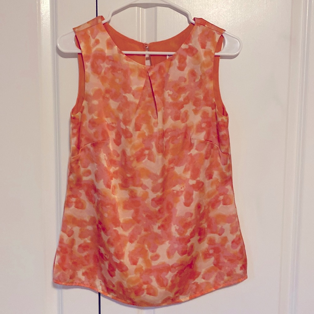 Merona peach pink floral blouse Small